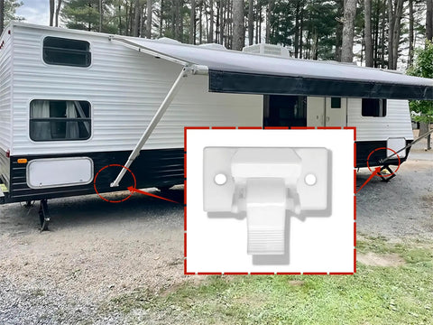 2 Pack Bottom Awning Mounting Bracket Assembly for RVs Die Cast Foot Pedal Support Kit Replacement for 8300 8500 9000 Awnings