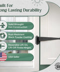 Pack Of 4 Black Offset Strap Lift Off Pintle Hinges Built To Last 11 Inch By Two And Five Eighths Inch Wrought Iron for shutters