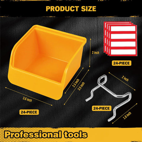 Pegboard Bins Organizer Set 24 Pack Kickass Durable Storage Trays For Screws Nuts Bolts Hardware Crafts And Accessories