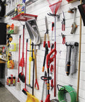 Heavy Duty PVC Slatwall Garage Organizer System 8 Ft By 4 Ft White Panels For A No-Fuss 32 Sq Ft Setup, Interlocking Slatwall Panels, Holds Up To 75 Lb Per Sq Ft, Includes Trims And Hardware For Stud Or Drywall Installation with tools organized