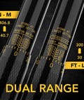 Close-up of scale markings on Three Quarter Inch Drive Click Torque Wrench 30 To 300 Foot-Pounds, 40.7 To 406.8 Nm, Pre-Calibrated To Four Percent With Calibration Certificate, Heavy-Duty Chrome Vanadium Gear Head, Durable Tool For Auto, Motorcycle, And DIY