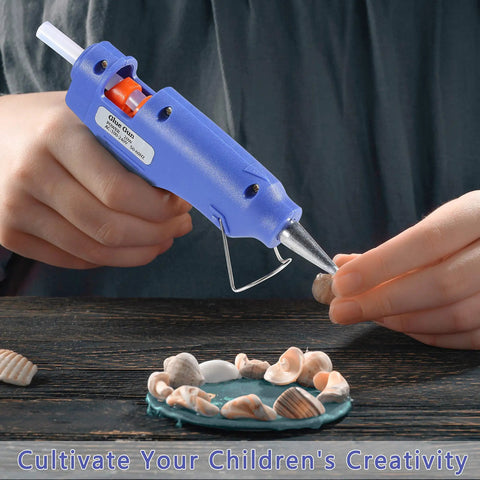 Hands using hot glue gun with Hot Glue Gun Sticks Pack 60 Count Mini 4 Inch Sticks For DIY Projects Clear Dual Temp Non Toxic