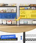 Extra Wide 4 Tier Storage Rack With 800 Lbs Capacity Adjustable Shelves Black Metal Shelf Unit For Garage Closet Kitchen Utility And Bulk Storage Heavy Duty Steel Construction For Long Lasting Use in kitchen and garage