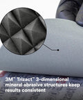 Close-up of Trizact Hookit 3 Inch P1000 Grit Blending Disc Gray For Auto Body Sanding showing 3D abrasive structure and foam backing.