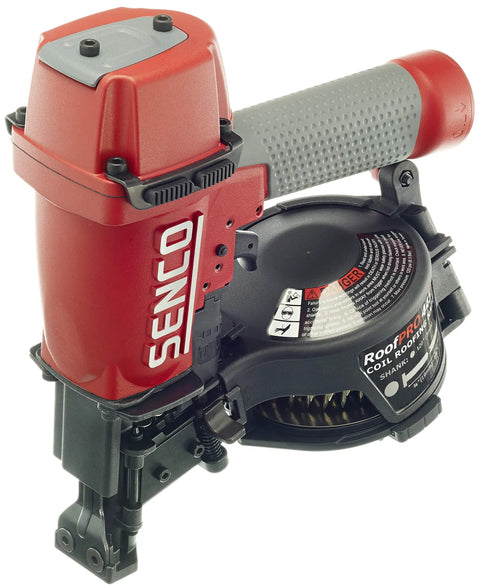 Straight Shooting Pneumatic Coil Siding Nailer 1 3/4 Inch 18 Gauge For Asphalt Shingles And Vinyl Siding Low Air Savings Tool close-up.
