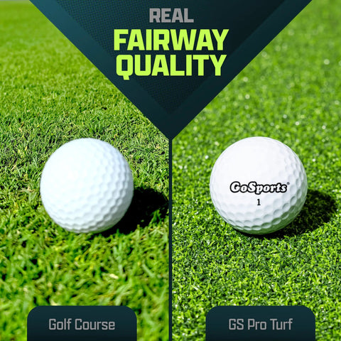 Comparison of golf ball on natural grass vs GS Pro Turf of Golf Hitting Mat 5x4 Ft With Premium 15 Mm Artificial Turf.
