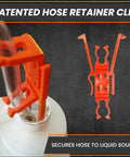 Deluxe Siphon Pump For Gas, Diesel, And Water With 8 Foot Hose, Fast 4 GPM Transfer, retainer clip securing hose in bottle