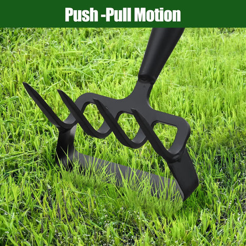2 In 1 Garden Hoe Tool With Adjustable Length From 37 To 72 Inches, Ergonomic Handle For Easy Weeding And Raking in grass