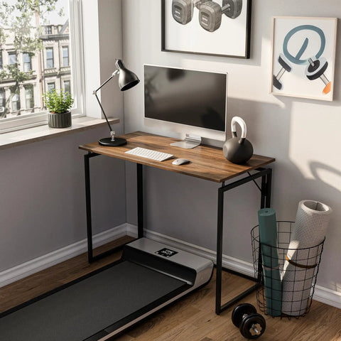 Grab-And-Go Foldable Desk With A 31.5 Inch Wood Top No Tools Needed No Assembly Required Compact Home Office Desk for small spaces