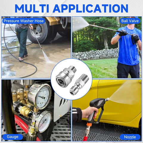 RIDGE WASHER 3/8 in stainless steel quick-connect fittings kit, 12 pcs, for pressure washer, male NPT, up to 5000 PSI