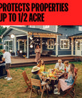 Half Acre Outdoor Mosquito And Flying Insect Trap And Killer for backyard use shown in a patio dinner setting