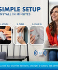 Image showing simple setup of No Fuss Ultra Easy Wireless Doorbell Kit With 52 Chimes And 1000 Feet Range, featuring steps to install.