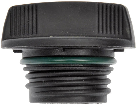 Engine Oil Fill Cap Straight Replacement For Select Vehicles Easy Snap In Install Restores Oil System Function Durable Heat Resistant Cap No Fuss Fitment For Leaks And Cracks OEM Style Cap, side view of black cap with green seal, pack of 1.