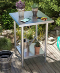 NSF Certified Stainless Steel Prep Table With Adjustable Undershelf 24 By 24 Inch Tabletop Heavy Duty Work Table for garden use