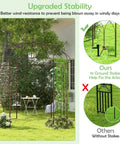 Birdcage Style Garden Arbor With Heavy Duty Metal Frame And Four Climbing Trellises Outdoor Gazebo Pergola Arch For Climbing Plants Wedding And Party Decor Garden Pavilion For Lawn Or Patio Measures 7 x 8.4 Feet with stability stakes