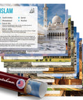 Nine World Religions Poster Set For Social Studies Classrooms 12 By 18 Inches Ideal For K 12 Students And Teachers Easy To Display And Learn Classroom Ready For Busy Teachers And Curious Students Made In USA, showing Islam poster from set and rolled posters with USA made label.
