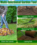 Heavy Duty Garden Rake With 11 Stainless Steel Tines And 68 Inch Handle For Leaves Thatch Debris Clean Up 16.5 Inch Wide