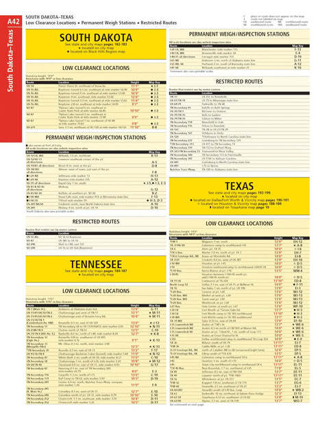 Large-Scale Motor Carriers Road Atlas For Truckers With 37 Percent Bigger Maps, Extra Large Type, Laminated And Stain-Resistant Pages, Tough Spiral Bind, 324 Pages Of State Routes And Comprehensive Coverage. South Dakota and Texas route pages