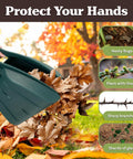 Leaf Scoops Hand Rakes for Easy Leaf Cleanup protecting hands from debris and bugs during yard work.