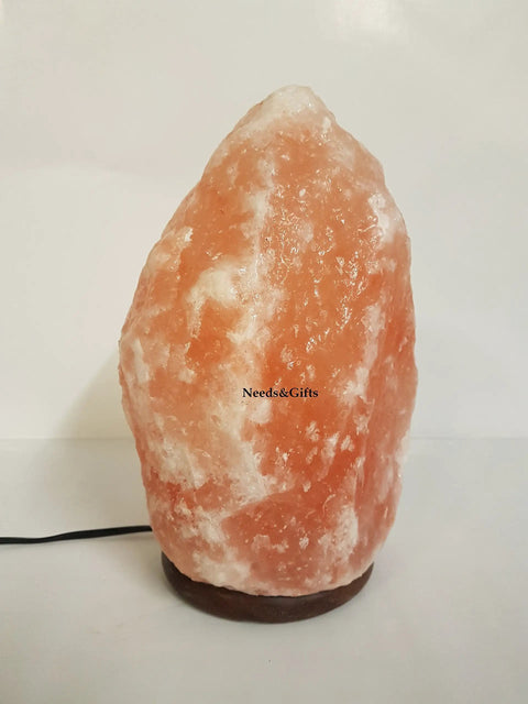 Dimmable Pink Himalayan Salt Lamp With Handcrafted Wooden Base, Natural Crystal Glow, cozy night light for home decor