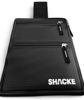 Front view of Hidden Travel Belt Wallet With RFID Blocker, Ultra Slim And Durable, with black strap and zippered pouches