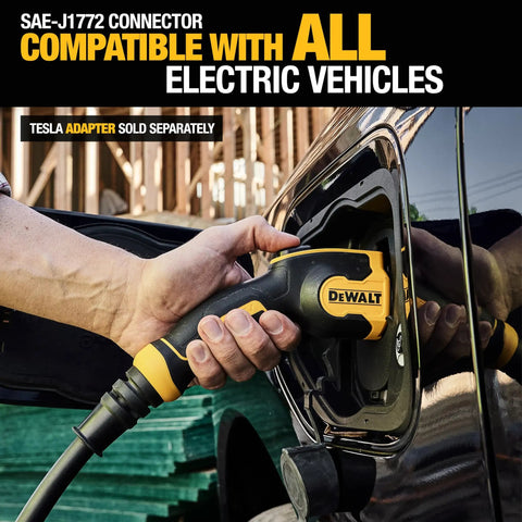 Beefy Level 2 EV Charger Delivers 32 Amp Up To 7.6 KW SAE J1772 Connector Plugged Into Car