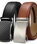 Men's Leather Ratchet Belt 2 Pack With Custom Fit Up To 1.5 Inches, Easy Click Buckle, Effortless Style For Any Occasion, 35mm Wide
