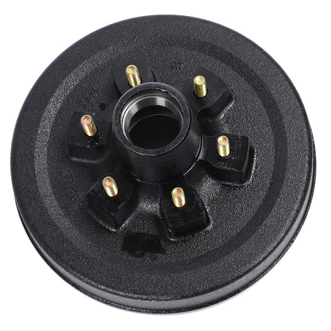 Heavy Duty 6000 Lbs Trailer Brake Drum Kit With 12 Inch Bulletproof Steel Rotors And 6 On 5.5 Bolt Pattern Hub top view showing rotor and hub details.