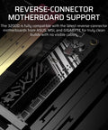 3200D RS Mid Tower PC Case With 3 RS120 PWM Fans Included showing reverse-connector motherboard support feature.