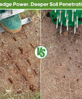 Comparison of foot-wedge aerator and Semi Assembled Lawn Aerator With Four Steel Spikes Non Clogging Design on soil