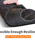 Ultra Sturdy Rubber Anti Vibration Pad 24 By 24 Inch Square, 0.6 Inch Thick Floor Safe Vibration Dampener with hand showing thickness
