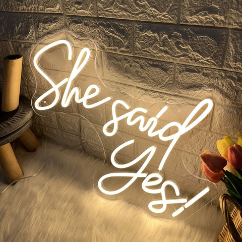 You Said Yes Neon Sign Led Wall Light Decor For Home Bar Party Wedding Christmas Nursery 23.6 By 15.75 Inches Warm White Glow