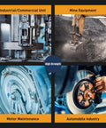 Applications of red high-strength threadlocker for M25 bolts in industrial, mining, motor maintenance, and automotive industries.
