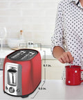Red 2 Slice Toaster With Extra Wide Slots And Bagel Function For That Grab And Go Crunch On Bagels And Thick Bread Frozen Item Button