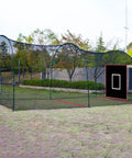 Portable 4x6 Ft Baseball Batting Cage Backstop with All Weather Silver Reflective Edge Vinyl Backdrop and Strike Zone outdoors