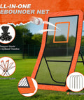 Backyard Lacrosse Rebounder Net 4 By 7 Ft Adjustable With Five Angles And Target Stripe, Bright Orange multi-sport tool.