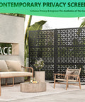 Heavy Duty Outdoor Privacy Screen Freestanding Portable Metal Panels For Deck Balcony Garden And Indoor Use 72 Inch High 46 Inch Wide With Stand Creates Immediate Privacy And Simple Room Dividers in patio setting