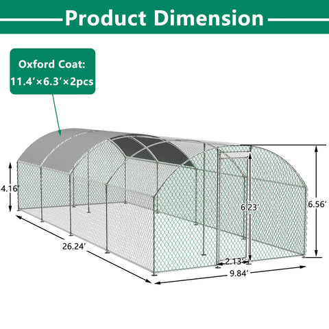 Diagram of Sturdy Walk In Chicken Coop Run With Waterproof Cover And Lockable Door Beefy Heavy Duty Galvanized Steel Frame
