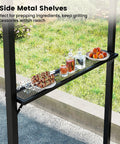 7 Foot Grill Gazebo With Serving Shelf And Storage Hooks Curved Canopy Shelter With Heavy Duty Steel Frame, side shelf view