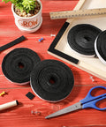 4 Rolls of 120 Inch Felt Strips With Adhesive Backing for Furniture Protection on wooden table with scissors and pins