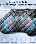 3D Kneading Massage illustration on chair surface with digital hands, showing massage function of ergonomic office chair with footrest.