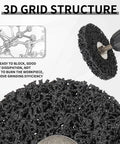 Durable 4 Inch Abrasive Strip Wheels With 6MM Shank For Drill Bit showing 3D grid structure for improved grinding efficiency.