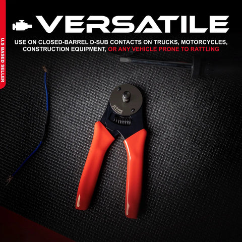 Deutsch Closed-Barrel D-Sub Crimper for 12-20 AWG with Ratcheting Action, Heavy-Duty Crimp Tool for Automotive, Trucks, Motorcycles and Equipment, Ideal for Closed-Barrel D-Sub Contacts