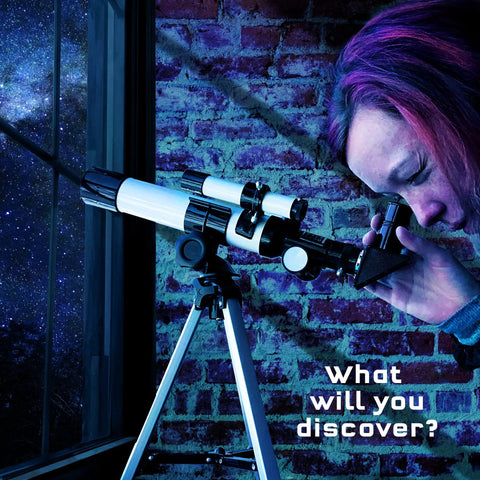 Beginner Kids Telescope With Built In Compass For Super Easy Space Watching And Terrestrial Clues, Refractor Astronomical Scope, 100x magnification, 400mm focal length on tripod