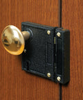 Vintage Style Door Lock Set With Skeleton Key System For Interior Doors Cast Steel With Brass Plated Knobs Two And A Half Inch Backset