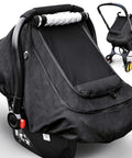Waterproof Baby Car Seat Cover For Winter And Rain, Windproof Infant Canopy With Breathable Side Vents And Soft Minky Dot Lining, Black