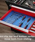 Blue Non Slip Foam Rubber Drawer Liner For Tool Boxes And Drawers with tools organized on non-slip surface