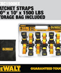 Tough As Nails Ratchet Tie Down Straps One Inch By Ten Feet 1500 Lbs Capacity Six Pack with storage bag included.
