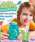 Totally Glowing Axolotl Aquarium Craft Kit For Kids Ages 6 And Up With Five Mini Axolotls, Glow In The Dark Decor, And STEM Fun, Hands On Arts And Science Gift For Girls And Boys. Child holding plastic axolotl aquarium, 5.75 x 4 in