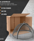 Hinged Fire Pit Spark Screen With Easy Access Lift Handle, No-Fuss Design Keeps Sparks And Embers In, Quick Open For Adding Wood
